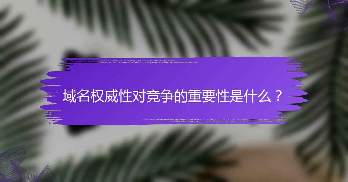 域名权威性对竞争的重要性是什么？