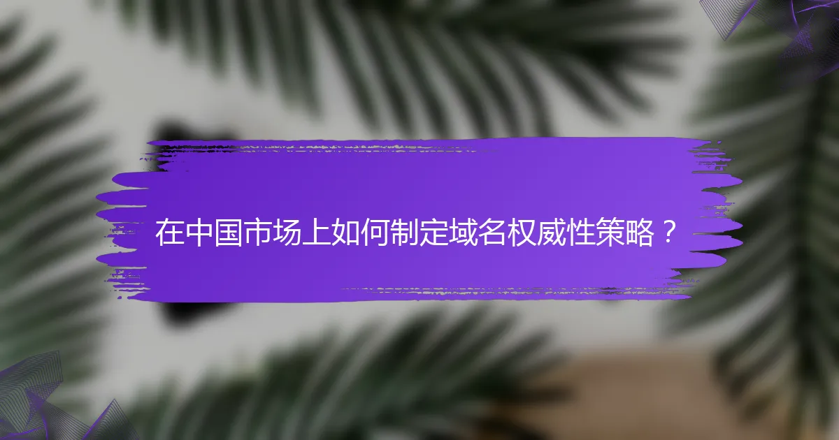 在中国市场上如何制定域名权威性策略？